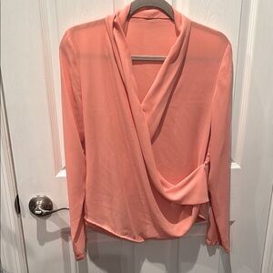 Elegant Peach Drape Blouse Sz S/M